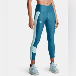 NWT Under Armour Women's Project Rock Ankle Leggings -Acadia/Skylight- Large